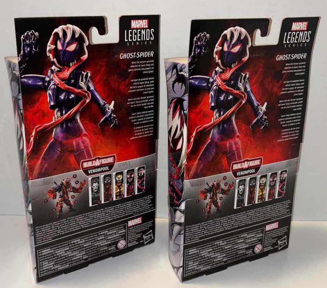 Photo 1 of NEW 2-PACK HASBRO LEGENDS SERIES BAF (VENOMPOOL) MARVEL SPIDER-MAN MAXIMUM VENOM ACTION FIGURE & ACCESSORIES, "GHOST-SPIDER"