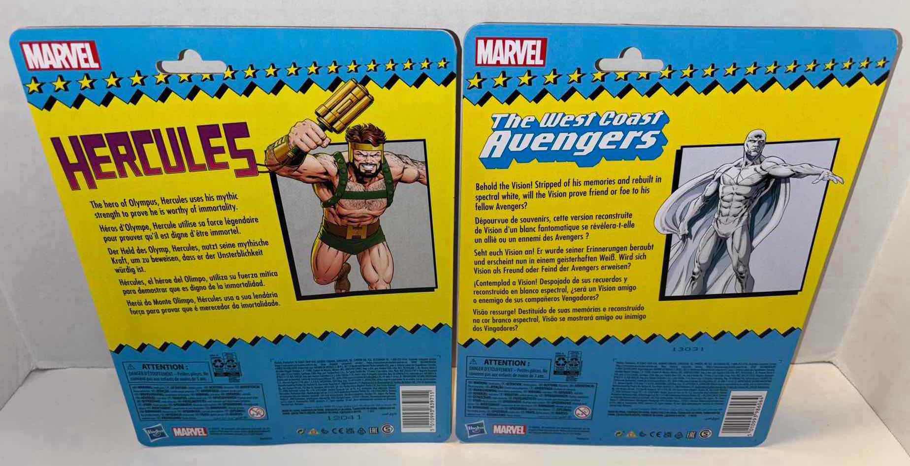 Photo 1 of NEW 2-PACK HASBRO MARVEL LEGENDS RETRO SERIES 6" ACTION FIGURE & ACCESSORIES, “HERCULES” & THE WEST COAST AVENGERS "THE VISION"