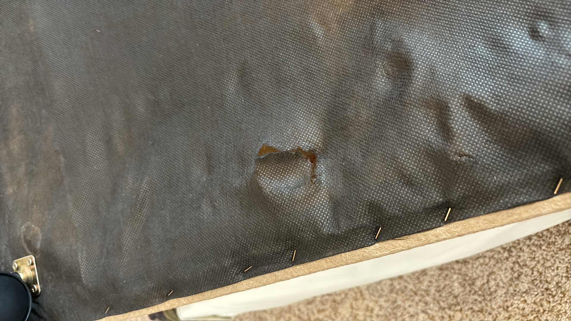 Photo 1 of FLORAL UPHOLSTERED OTTOMAN W CASTER WHEELS 21.5” x 30” H16.5”