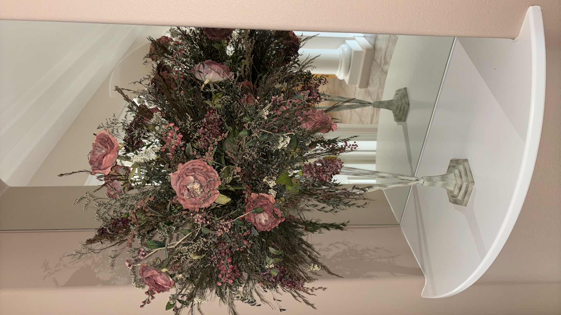 Photo 1 of FLORAL ARRANGEMENT & WROUGHT IRON STAND (STAND IS H22.5”)