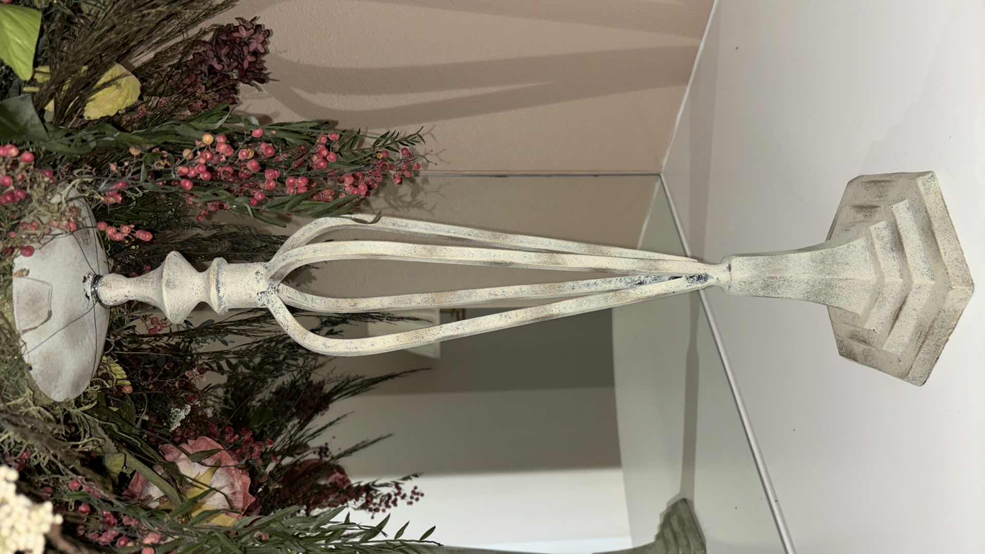 Photo 2 of FLORAL ARRANGEMENT & WROUGHT IRON STAND (STAND IS H22.5”)