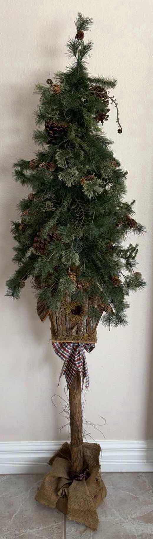 Photo 1 of 2 PC RUSTIC PINE TREE & BIRDHOUSE DECOR (H71”)