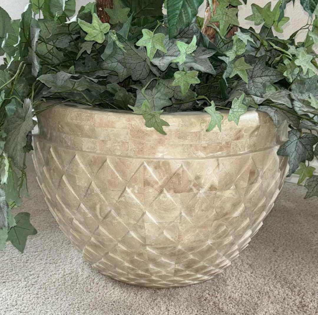 Photo 1 of 10’ ARTIFICIAL COFFEA CANEPHORA TREE W MARBLEIZED STONE POT 23” X 23” H16”