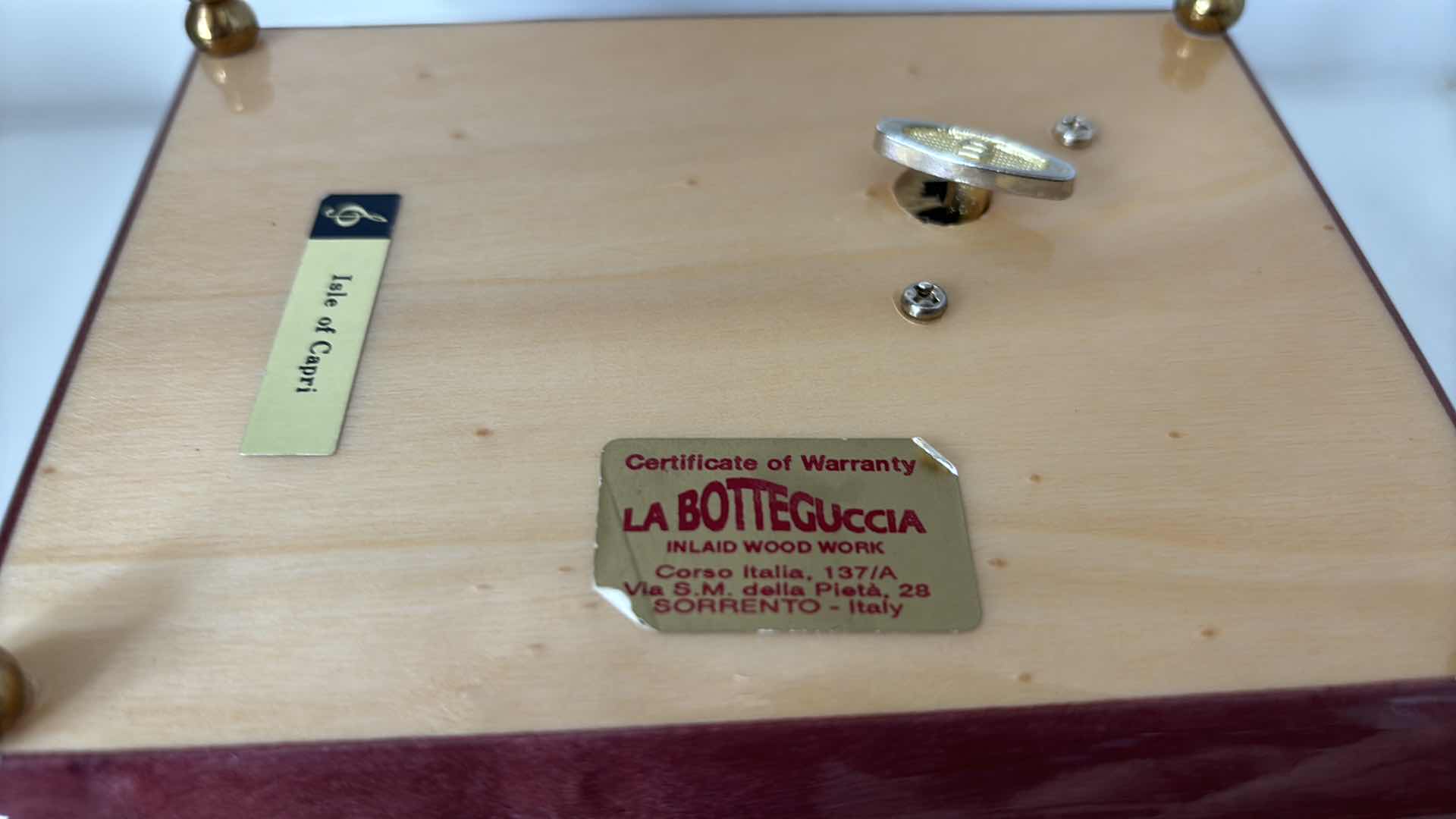Photo 1 of LA BOTTEGUCCIA INLAID WOOD WORK JEWELRY/MUSIC BOX FROM SORRENTO ITALY 5.15 X 6.75” H3”