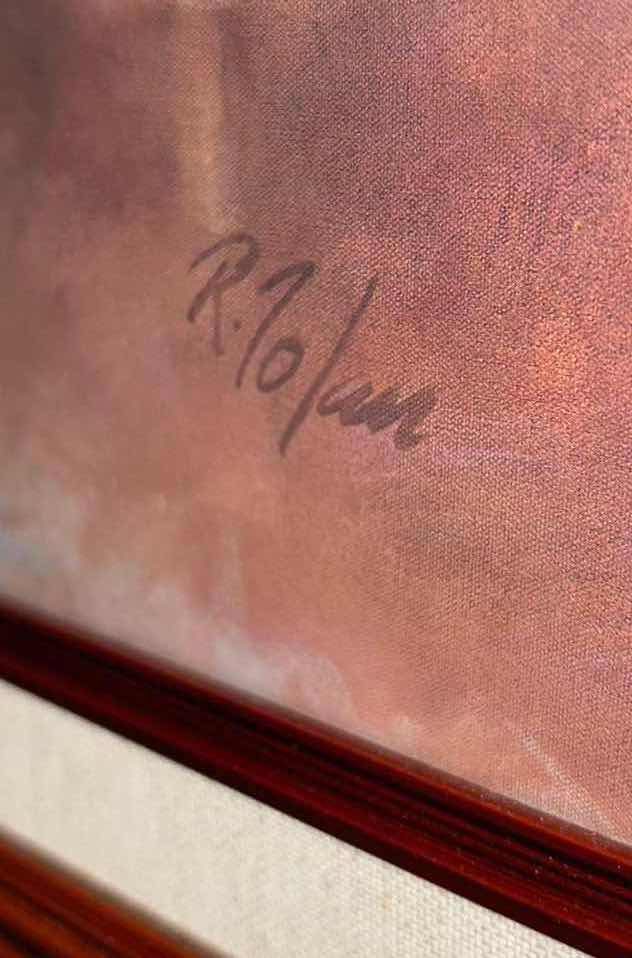 Photo 1 of “PEACEFUL MOMENT” MAHOGANY WOOD FRAMED ART BY RICHARD JUDSON ZOLAN 1.75” X 20.25” H24.25”