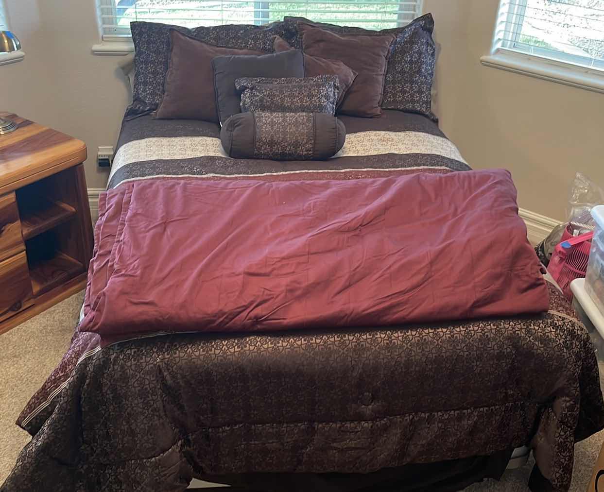 Photo 1 of SEALY FULL SIZE POSTUREPEDIC BED BOX SPRING WOODEN BED FRAME BED SHEETS PILLOWS AND COMFORTER