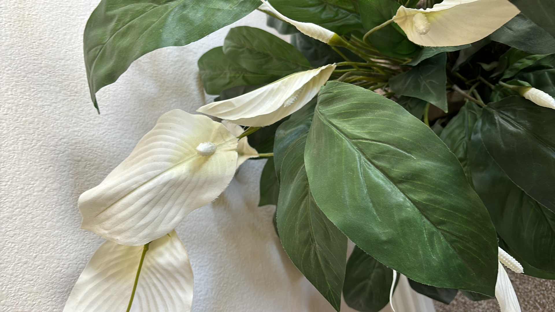 Photo 1 of FAUX LILY PLANT W VINTAGE BRASS PLANTER POT H34”