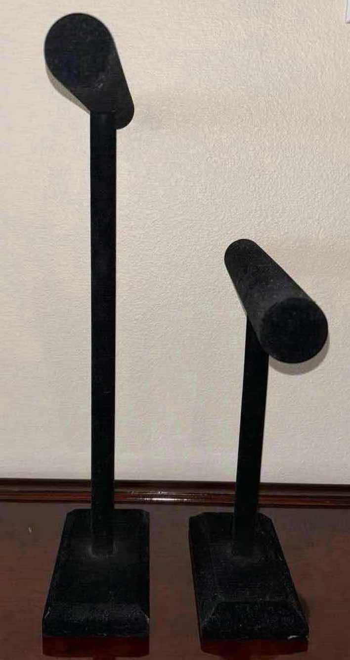 Photo 1 of BLACK VELVET SINGLE BAR 12” & 18” JEWELRY STANDS (2)