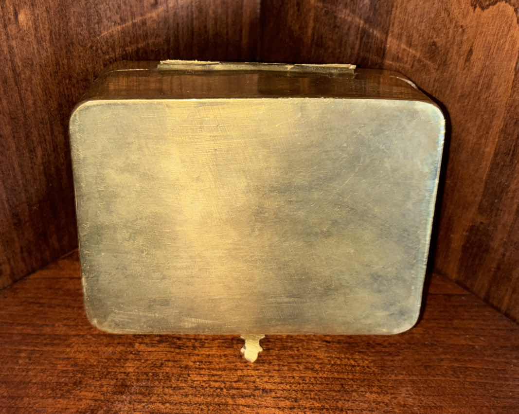 Photo 5 of ANTIQUE SOLID BRASS TRINKET BOX 3.5” X 5” H2.75”