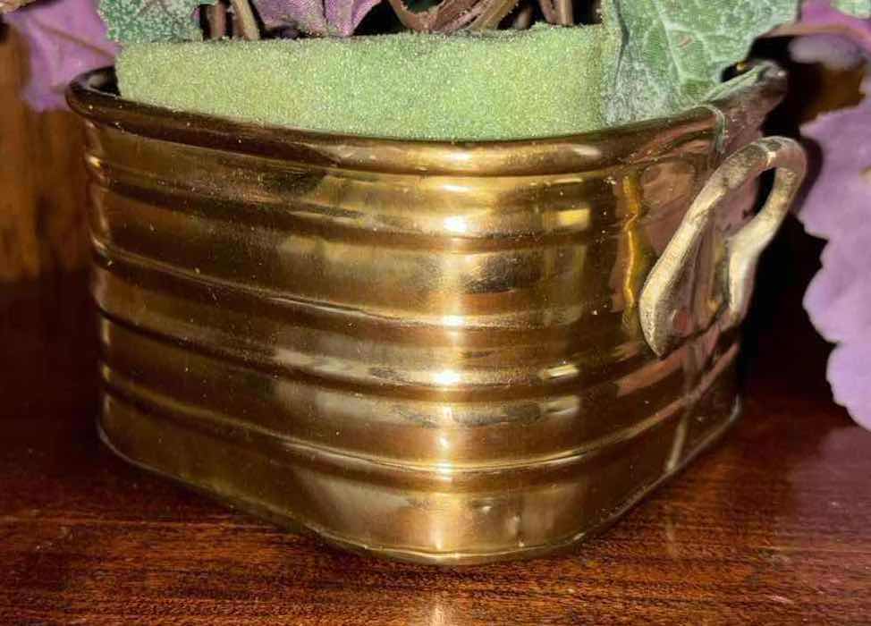 Photo 4 of HOSLEY BRASS PLANTERS W FAUX PLANT ARRANGEMENTS (LARGE 4.75” X 6.75” H3”)