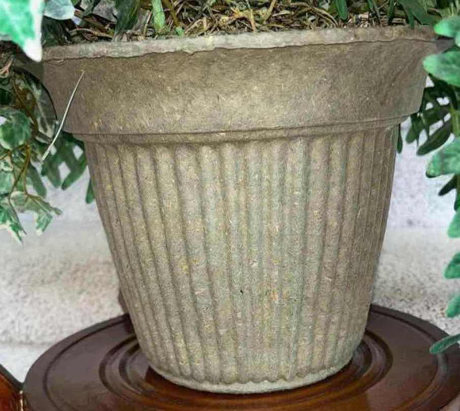 Photo 1 of FAUX HYDRANGEA FLORAL ARRANGEMENT IN BIODEGRADABLE PLANTER WITH WOOD STAND