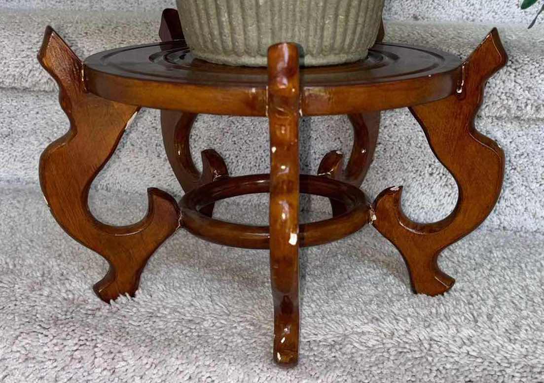 Photo 4 of FAUX HYDRANGEA FLORAL ARRANGEMENT IN BIODEGRADABLE PLANTER WITH WOOD STAND