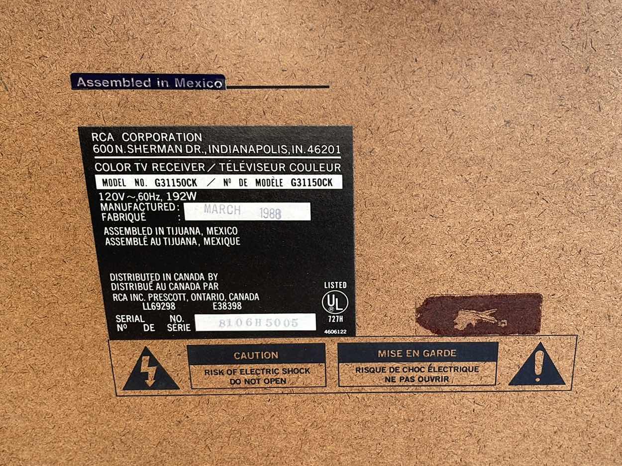 Photo 8 of RCA 32” COLORTRAK 2000 STEREO MONITOR CONSOLE WITH WHEELS, CONSOLE 15” X 42” H35” (MODEL G31150CK)