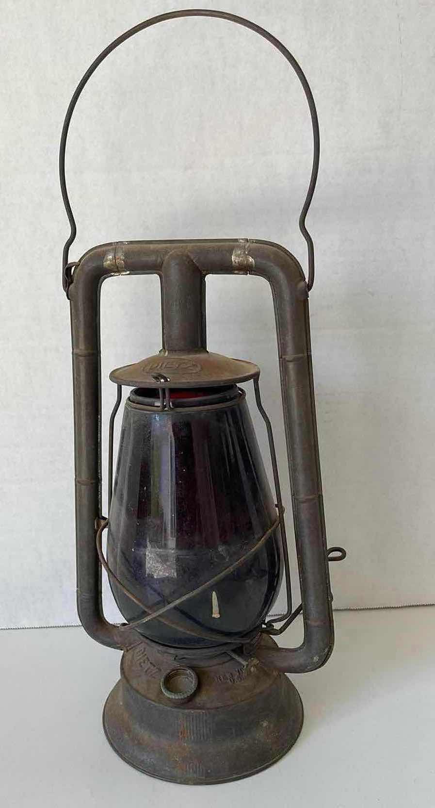 Photo 1 of ANTIQUE DIETZ MONARCH KEROSENE RED GLASS LANTERN  