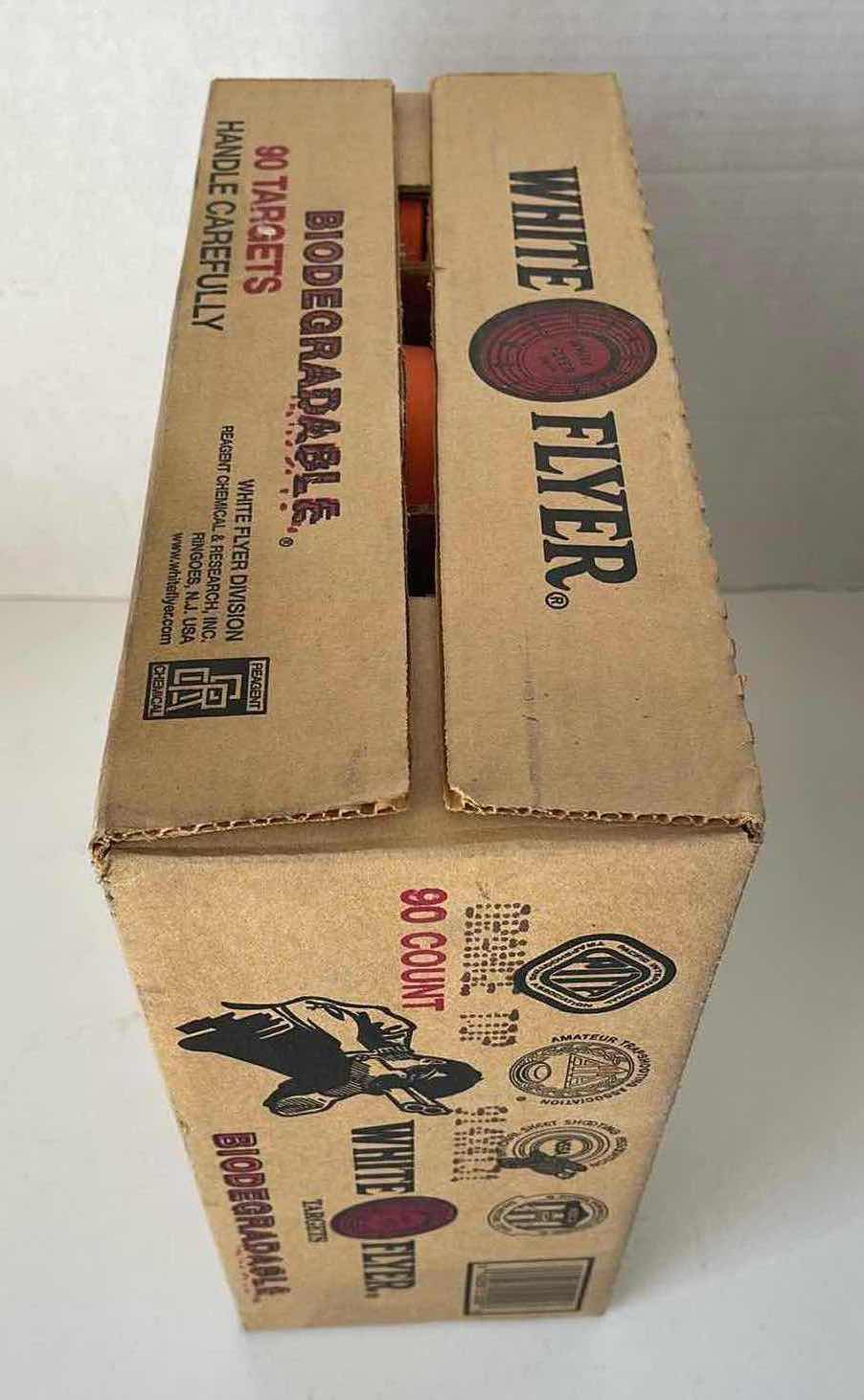 Photo 2 of NEW WHITE FLYER ORANGE TOP CLAY PIGEON TARGETS, BIODEGRADABLE 90 COUNT