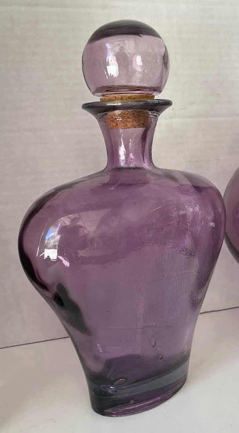 Photo 3 of PURPLE DECORATIVE GLASS VASES (3)