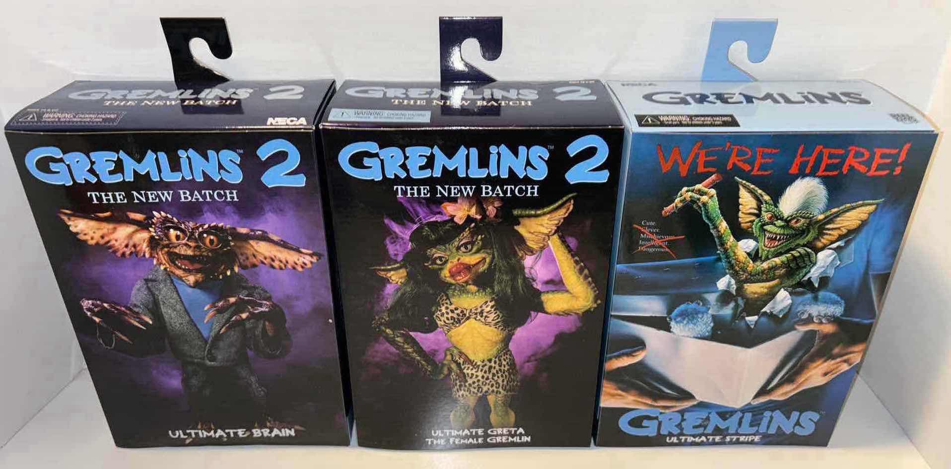 Photo 1 of NEW 3-PACK NECA GREMLINS ULTIMATE ACTION FIGURE & ACCESSORIES, GREMLINS 2 “ULTIMATE BRAIN”, “ULTIMATE GRETA” & GREMLINS “ULTIMATE STRIPE”