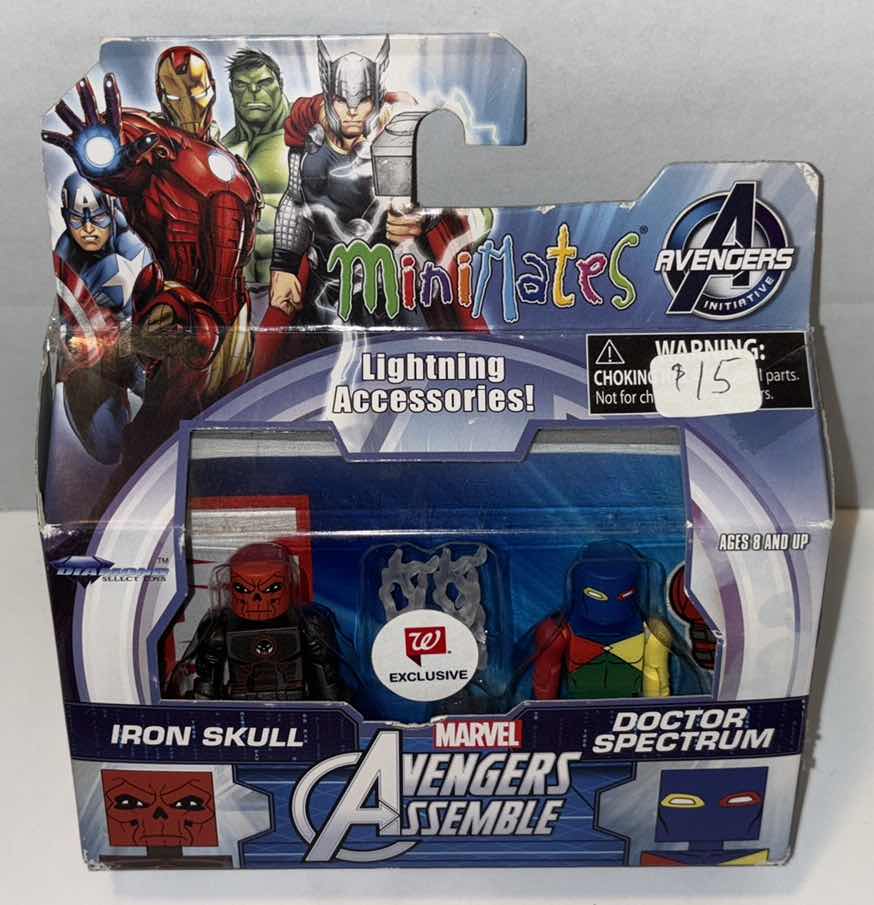 Photo 1 of NEW 2016 DIAMOND SELECT TOYS MARVEL AVENGERS ASSEMBLE MINI MATES FIGURES W LIGHTNING ACCESSORIES “IRON SKULL” & “DOCTOR SPECTRUM”
