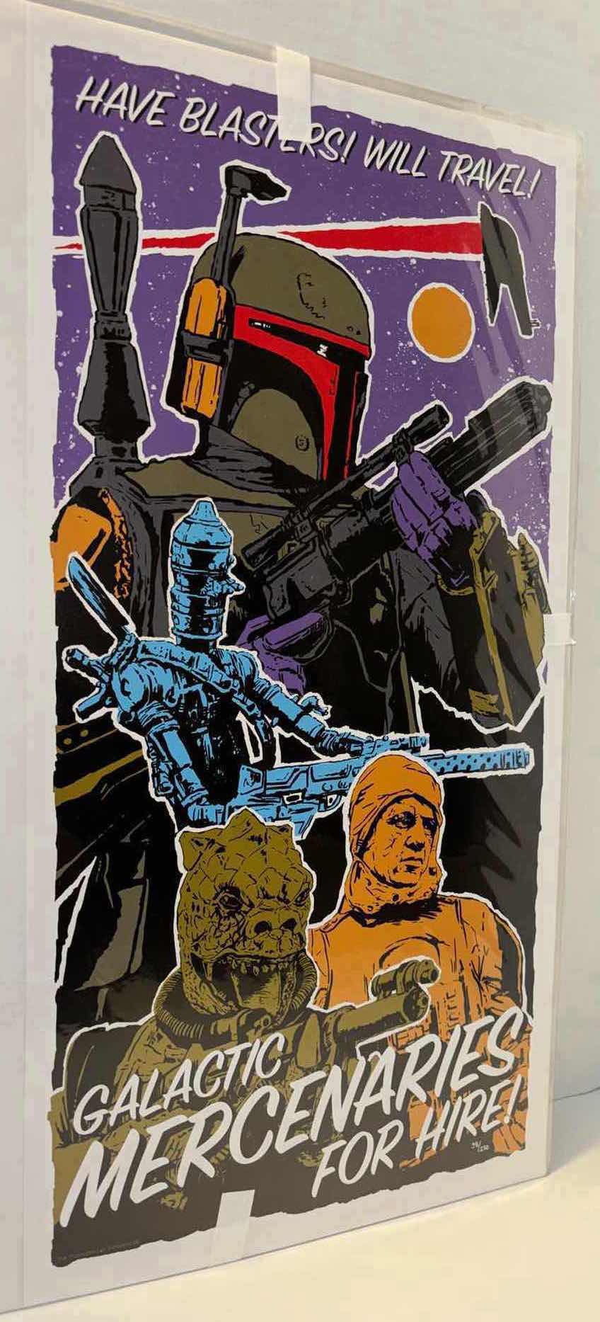 Photo 1 of NEW ACME ARCHIVES DIRECT STAR WARS “HAVE BLASTERS, WILL TRAVEL” BY JJ LENDL 12” X 24” LITHOGRAPH UNFRAMED PRINT, INCLUDES CERTIFICATE OF AUTHENTICITY (#98 OF 250)