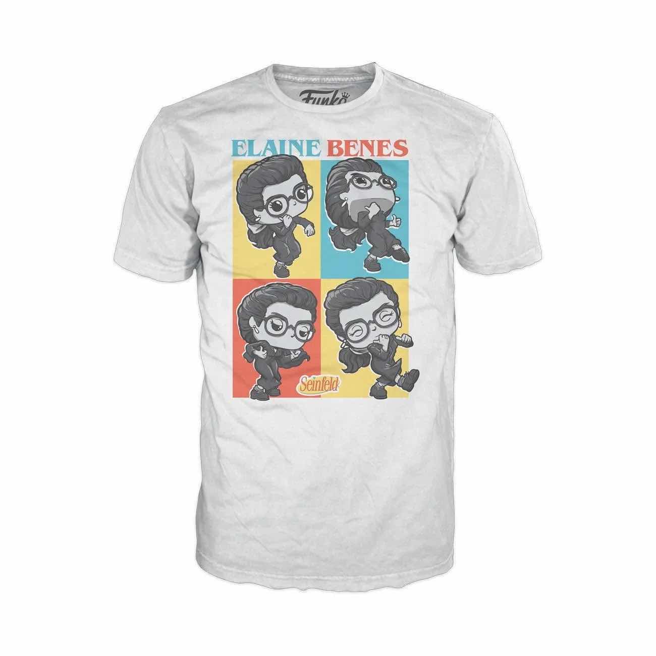 Photo 1 of NEW FUNKO POP! SEINFELD TEE & VINYL FIGURE BUNDLE, ELAINE DANCE SQUARES T-SHIRT & #1083 ELAINE (COLOR:WHITE, SIZE:3X)