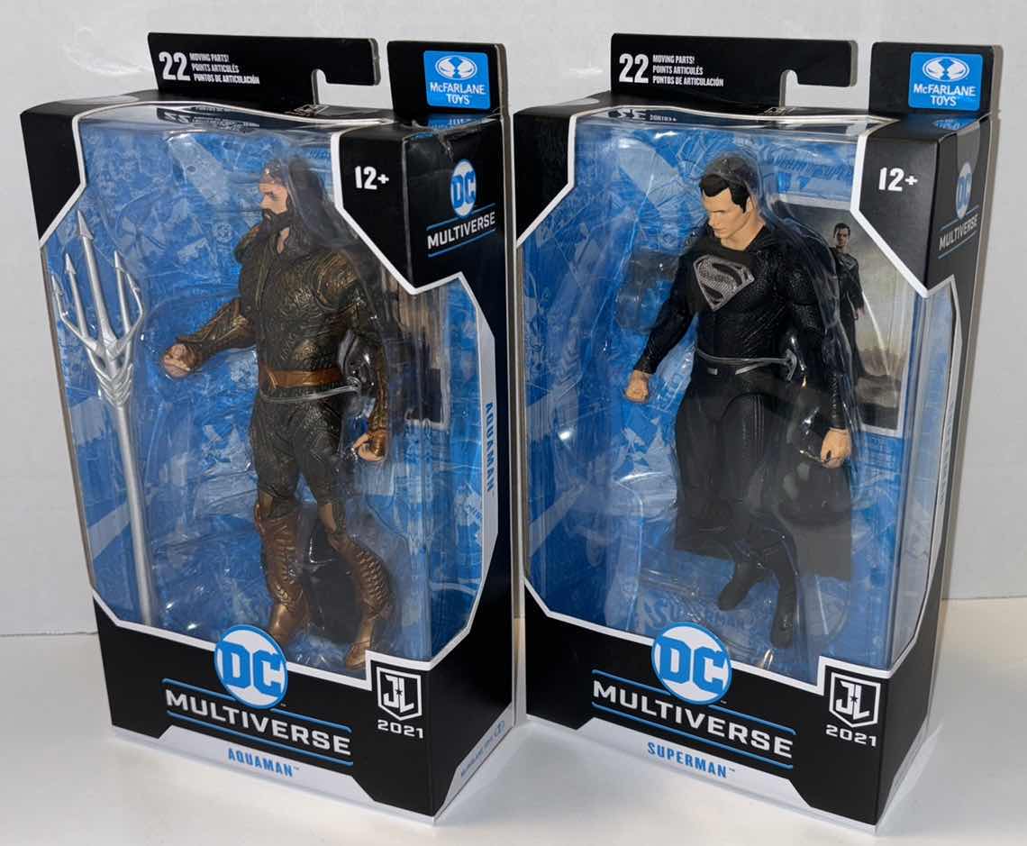 Photo 1 of NEW 2-PACK MCFARLANE TOYS DC MULTIVERSE ACTION FIGURE & ACCESSORIES, JUSTICE LEAGUE: "AQUAMAN" & “SUPERMAN”