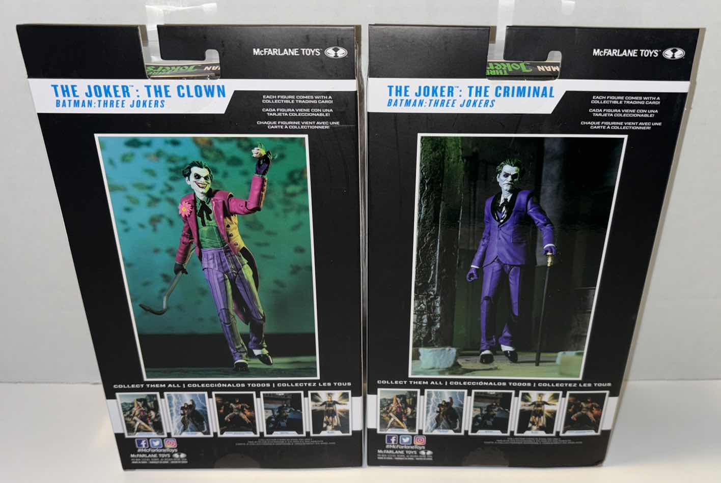Photo 1 of NEW 2-PACK MCFARLANE TOYS DC MULTIVERSE ACTION FIGURE & ACCESSORIES, BATMAN:
THREE JOKERS “THE JOKER: THE CLOWN” & "THE JOKER: THE CRIMINAL"