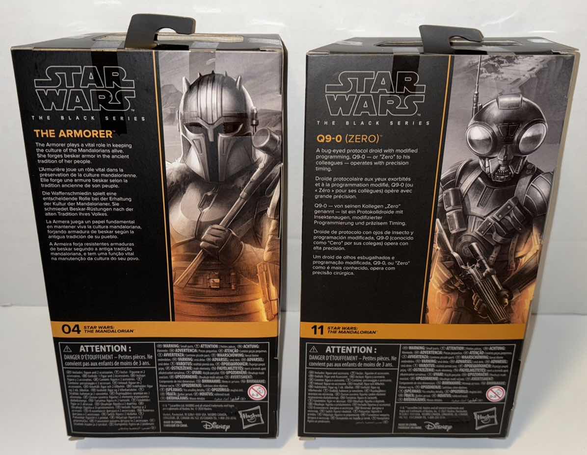 Photo 1 of NEW 2-PACK HASBRO STAR WARS THE BLACK SERIES ACTION FIGURE & ACCESSORIES, THE MANDALORIAN "THE ARMORER" & “Q9-0 (ZERO)”