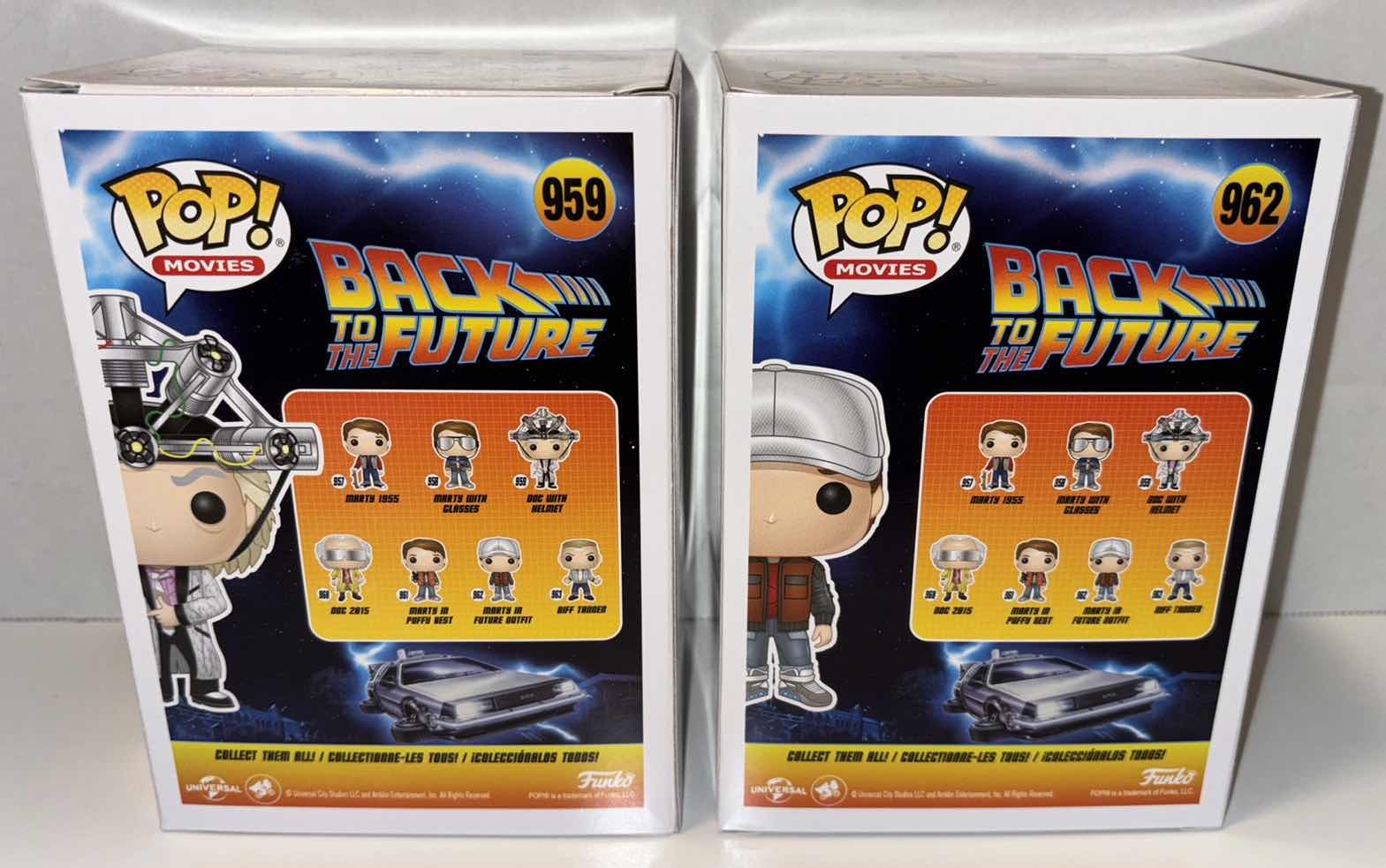 Photo 1 of NEW 2-PACK FUNKO POP! MOVIES VINYL FIGURE, BACK TO THE FUTURE #959 “DOC WITH HELMET” & #962 “MARTY IN FUTURE OUTFIT”