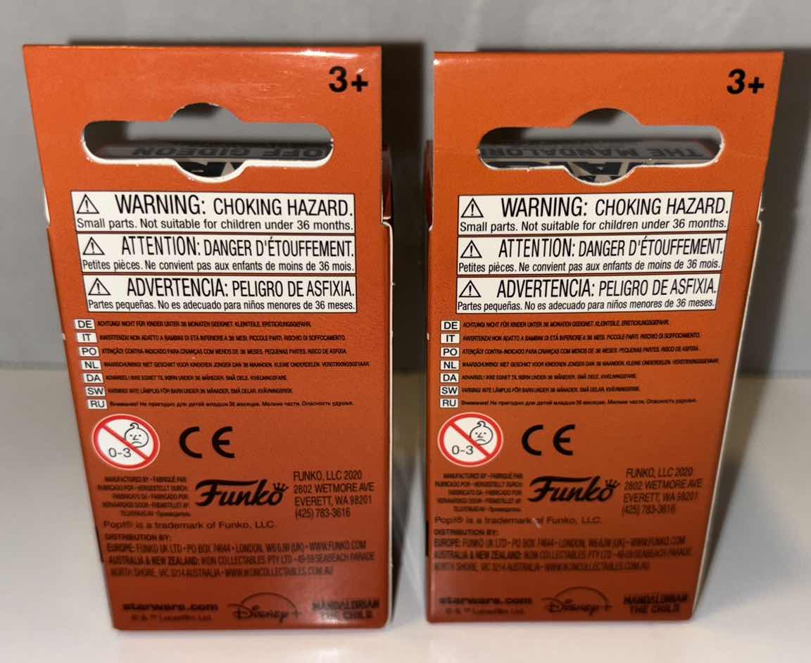 Photo 1 of NEW 2-PACK FUNKO POP!
STAR WARS POCKET POP VINYL FIGURE KEYCHAIN, "MOFF GIDEON" & "THE MANDALORIAN W BLASTER"