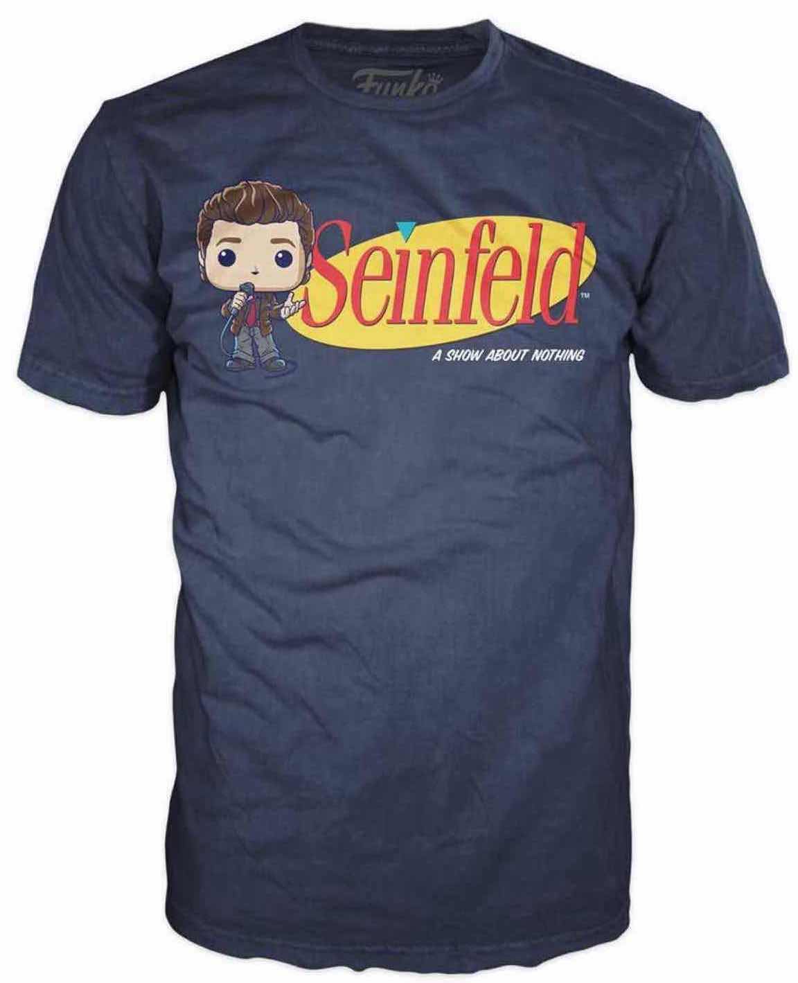 Photo 1 of NEW 2-PACK VARIETY BUNDLE FUNKO POP! SEINFELD TEE “GEORGE & SEINFELD LOGO” T-SHIRTS  (COLOR: WHITE, NAVY, SIZES: LARGE)