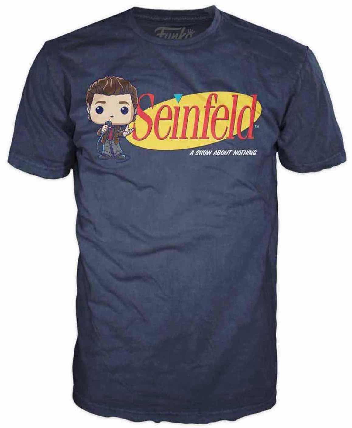 Photo 1 of NEW 2-PACK VARIETY BUNDLE FUNKO POP! SEINFELD TEE “GEORGE & SEINFELD LOGO” T-SHIRTS  (COLOR: WHITE, NAVY, SIZES: X-LARGE)