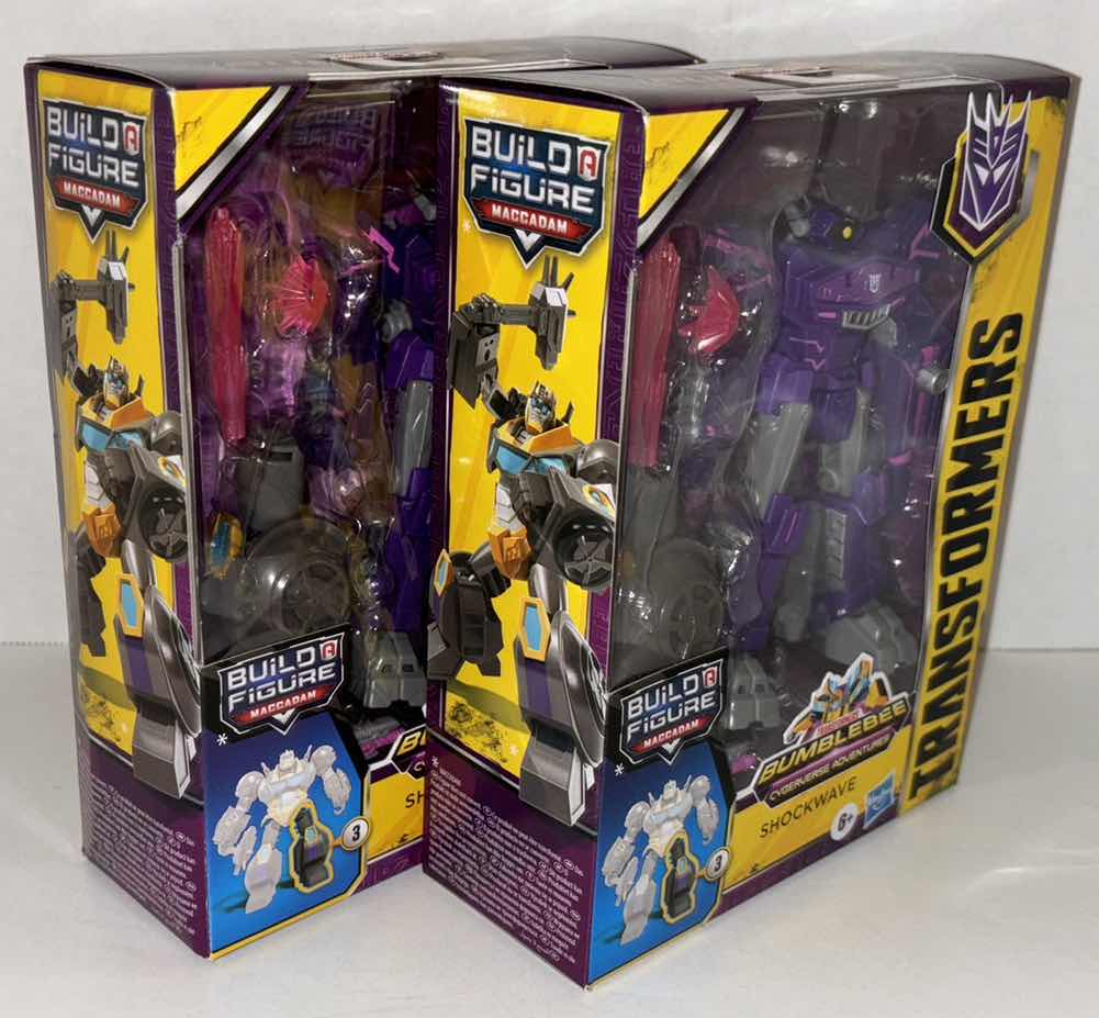 Photo 1 of NEW 2-PACK HASBRO
TRANSFORMERS BUILD A FIGURE
DELUXE CLASS BUMBLEBEE CYBERVERSE ADVENTURES
"SHOCKWAVE" ACTION FIGURE &
ACCESSORIES