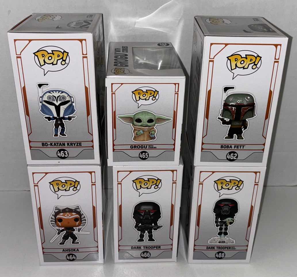 Photo 1 of $81 NEW 6-PACK ASSORTED STAR WARS FUNKO POP! BOBBLEHEAD FIGURES, #462, 463, 464, 465, 466, 488