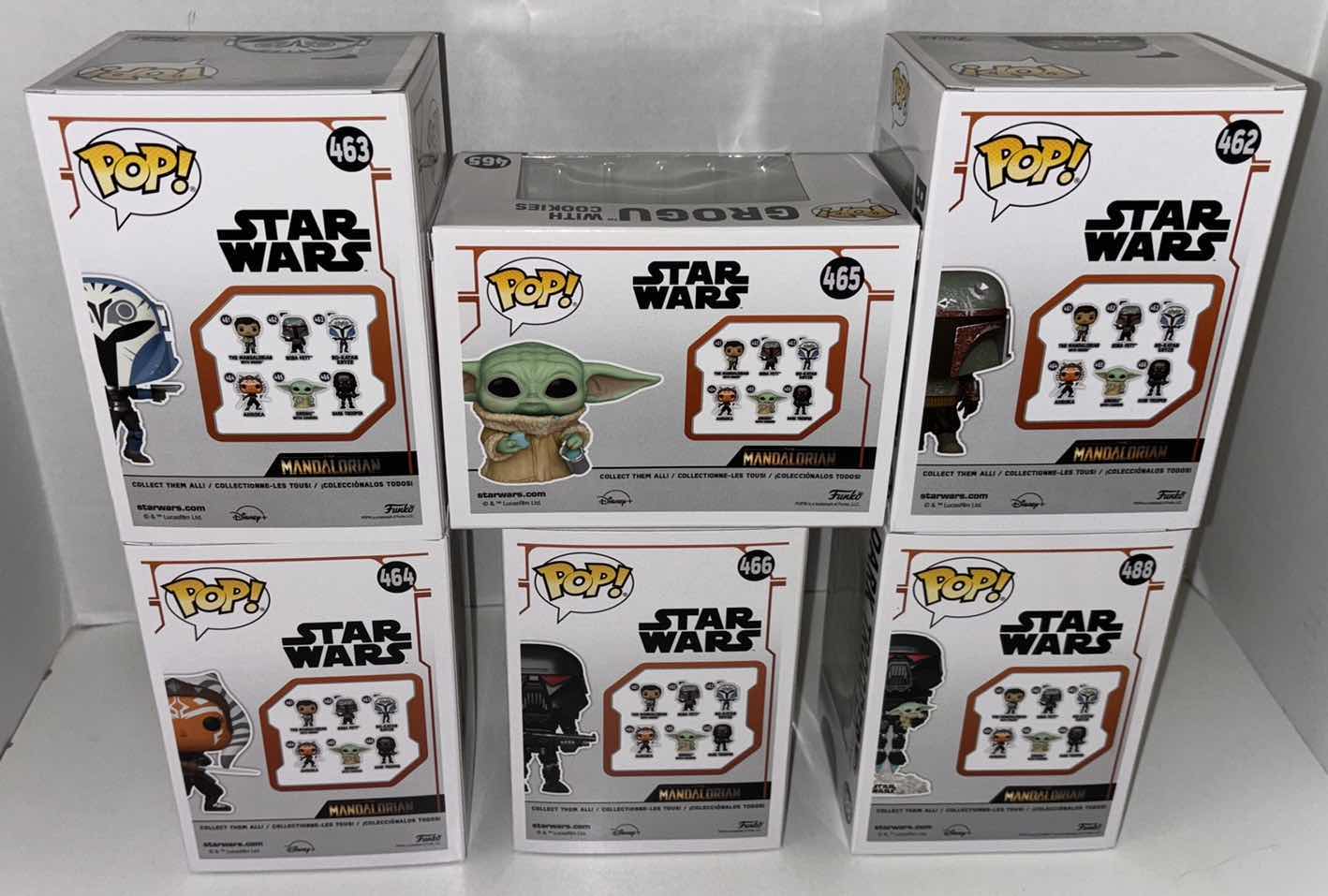 Photo 1 of $81 NEW 6-PACK ASSORTED STAR WARS FUNKO POP! BOBBLEHEAD FIGURES, #462, 463, 464, 465, 466, 488