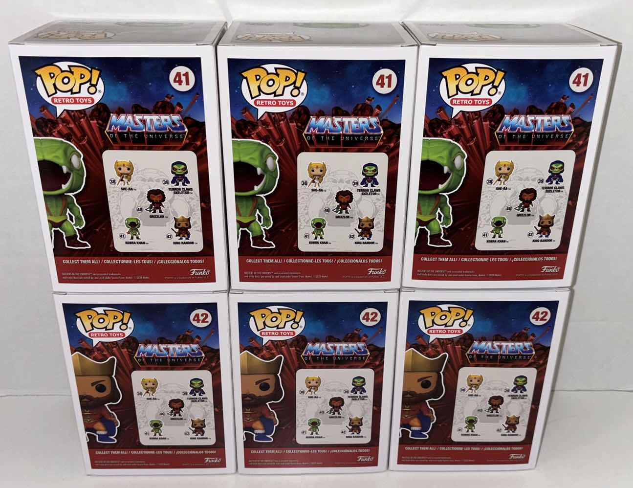 Photo 1 of NEW 6-PACK ASSORTED FUNKO POP! RETRO TOYS MASTERS OF THE UNIVERSE VINYL FIGURES, #41 KOBRA KHAN (3) & #42 KING RANDOR