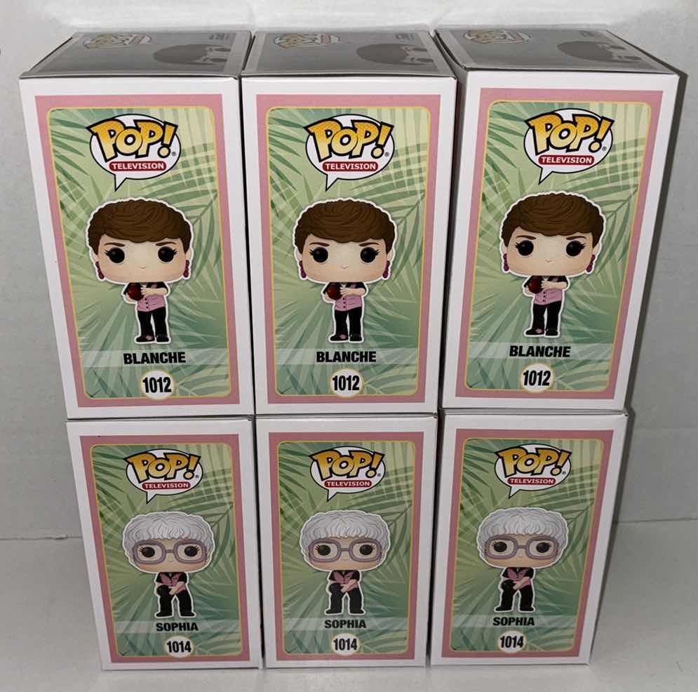 Photo 1 of NEW 6-PACK ASSORTED GOLDEN GIRLS FUNKO POP! VINYL FIGURES, #1012 BLANCHE BOWLING (3) & #1014 SOPHIA BOWLING (3)