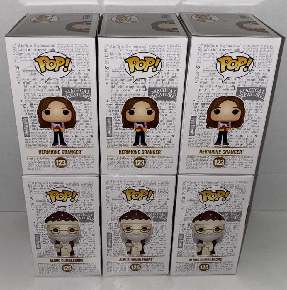Photo 1 of NEW 6-PACK ASSORTED HARRY POTTER FUNKO POP! VINYL FIGURES, #123 HERMIONE GRANGER (3) & #125 ALBUS DUMBLEDORE (3)