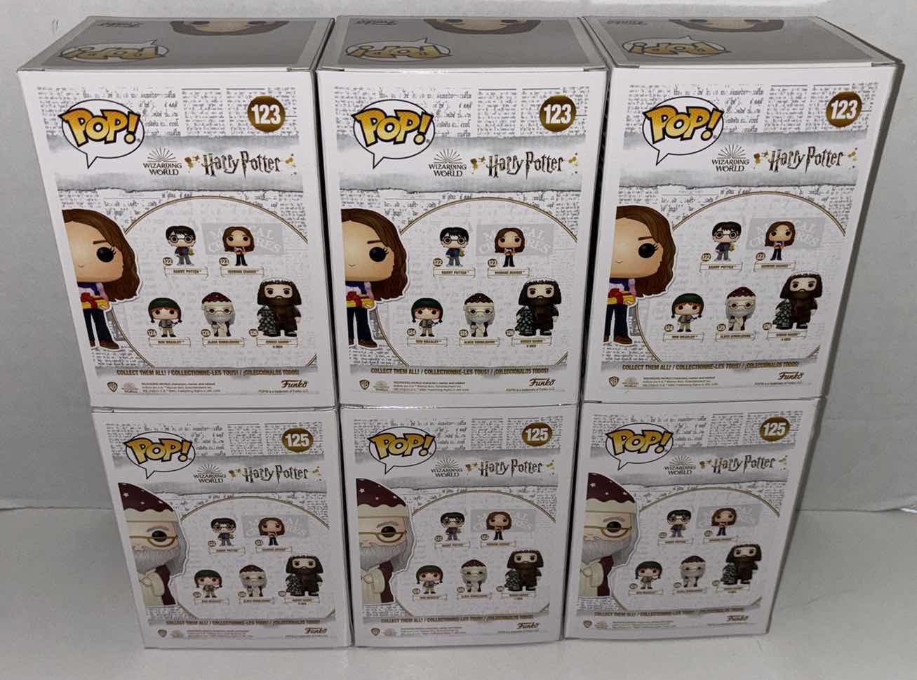 Photo 1 of NEW 6-PACK ASSORTED HARRY POTTER FUNKO POP! VINYL FIGURES, #123 HERMIONE GRANGER (3) & #125 ALBUS DUMBLEDORE (3)