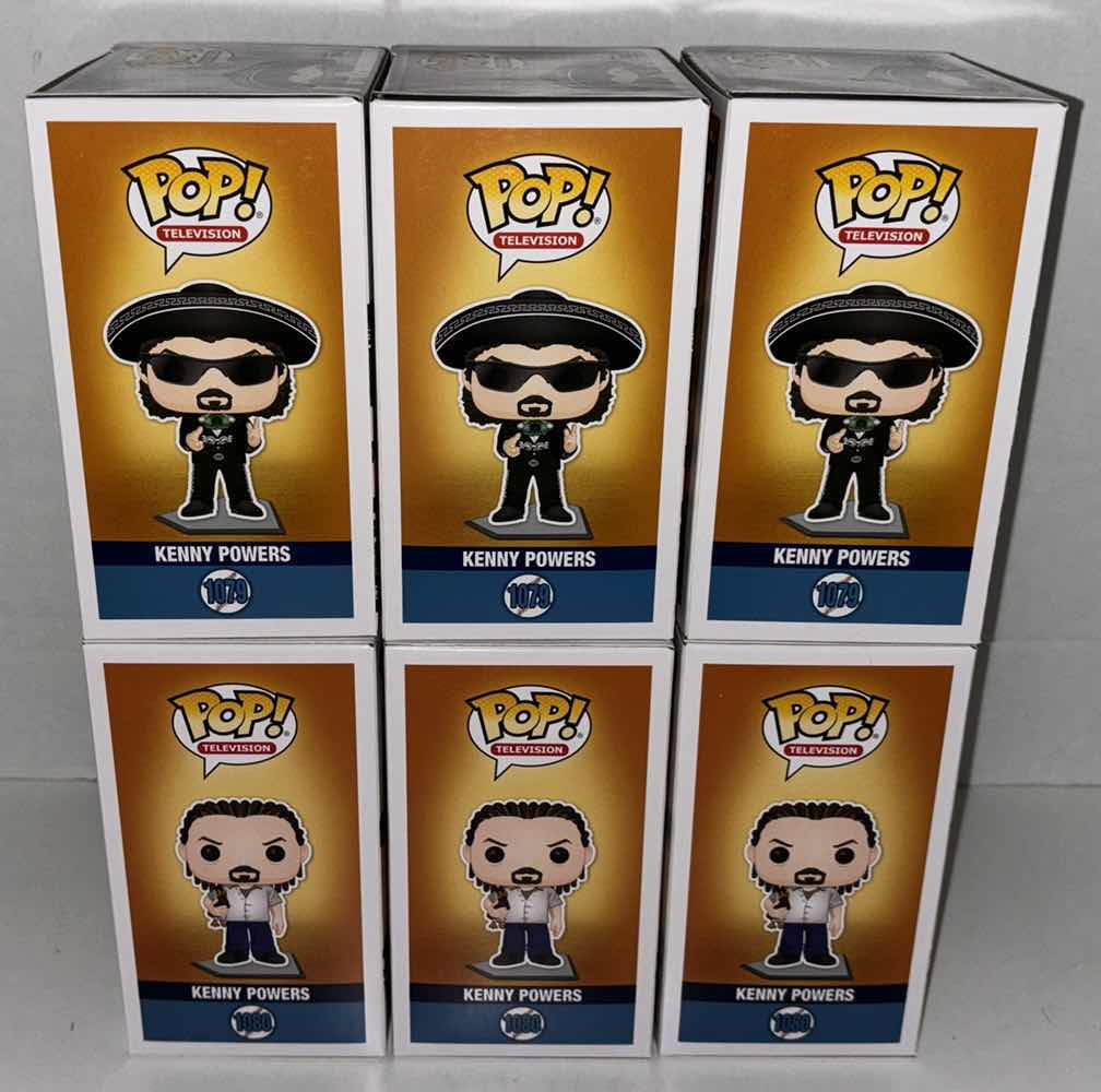 Photo 1 of NEW 6-PACK ASSORTED EASTBOUND & DOWN FUNKO POP! VINYL FIGURES, #1079 KENNY POWERS IN MARIACHI OUTFIT (3) & #1080 KENNY POWERS W/CORNROWS(3)