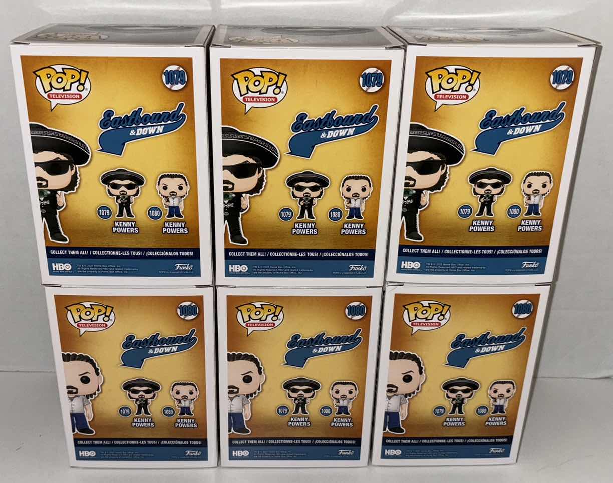 Photo 1 of NEW 6-PACK ASSORTED EASTBOUND & DOWN FUNKO POP! VINYL FIGURES, #1079 KENNY POWERS IN MARIACHI OUTFIT (3) & #1080 KENNY POWERS W/CORNROWS(3)