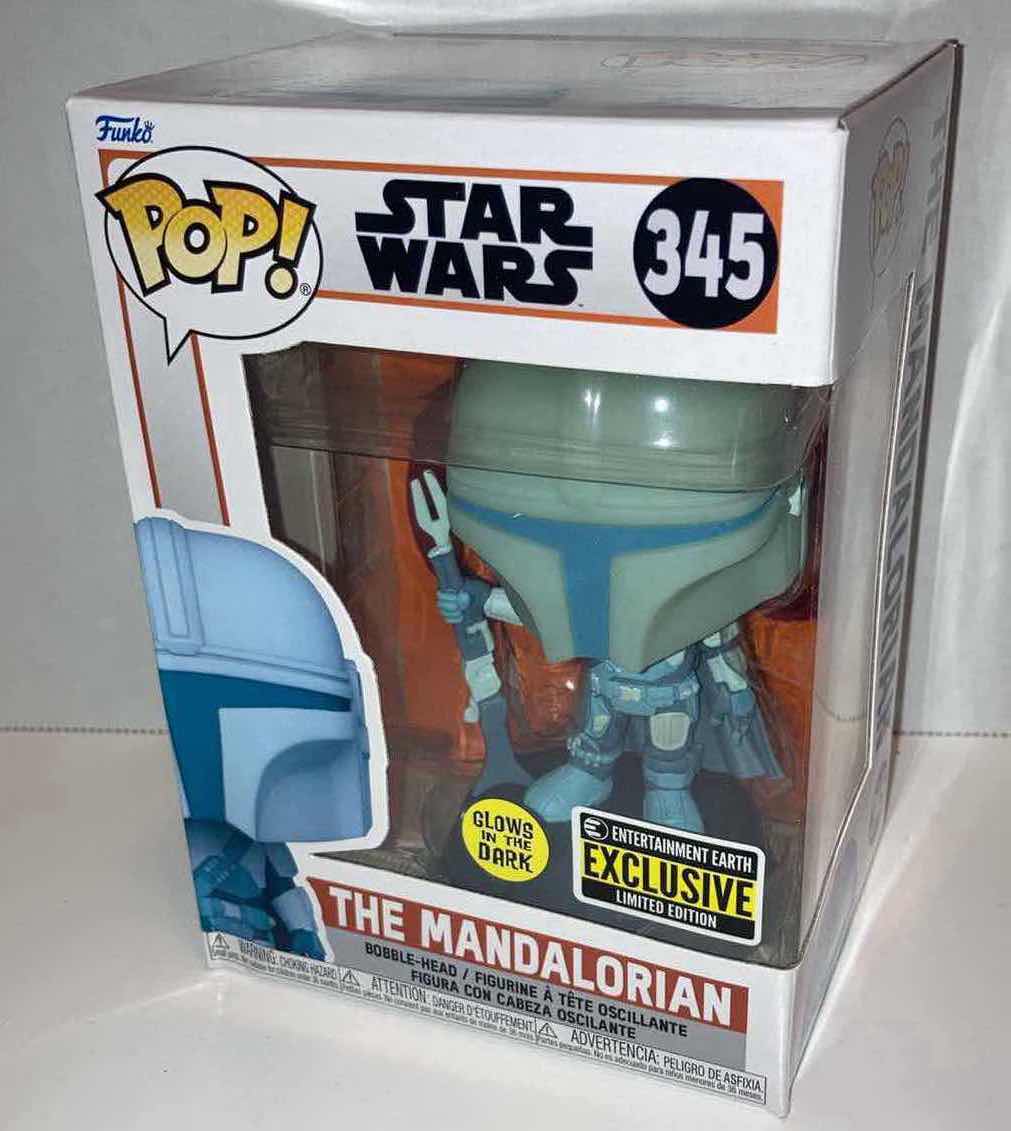 Photo 1 of NEW 6-PACK FUNKO POP! STAR WARS BOBBLE-HEAD FIGURE, #345 THE MANDALORIAN (HOLOGRAM)