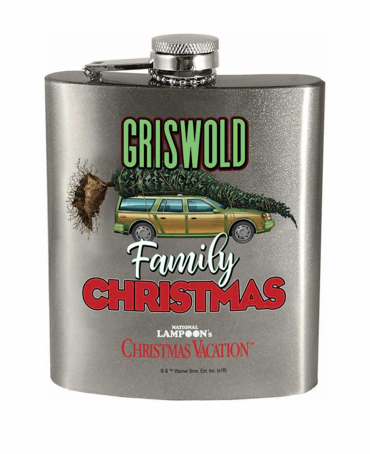Photo 1 of NEW 2 PC BUNDLE SPOONTIQUES NATIONAL LAMPOON’S CHRISTMAS VACATION 7 OUNCE HIP FLASK & 20 OUNCE INSULATED CUP W/STRAW “MERRY CLARKMAS”