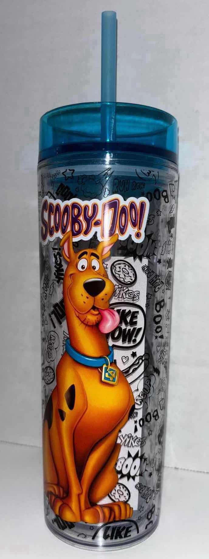Photo 1 of NEW 2PC BUNDLE SCOOBY-DOO 16 OZ TUMBLER CUP W/STRAW & KURT S. ADLER SCOOBY-DOO 19” STOCKING W/ WHITE PLUSH CUFF