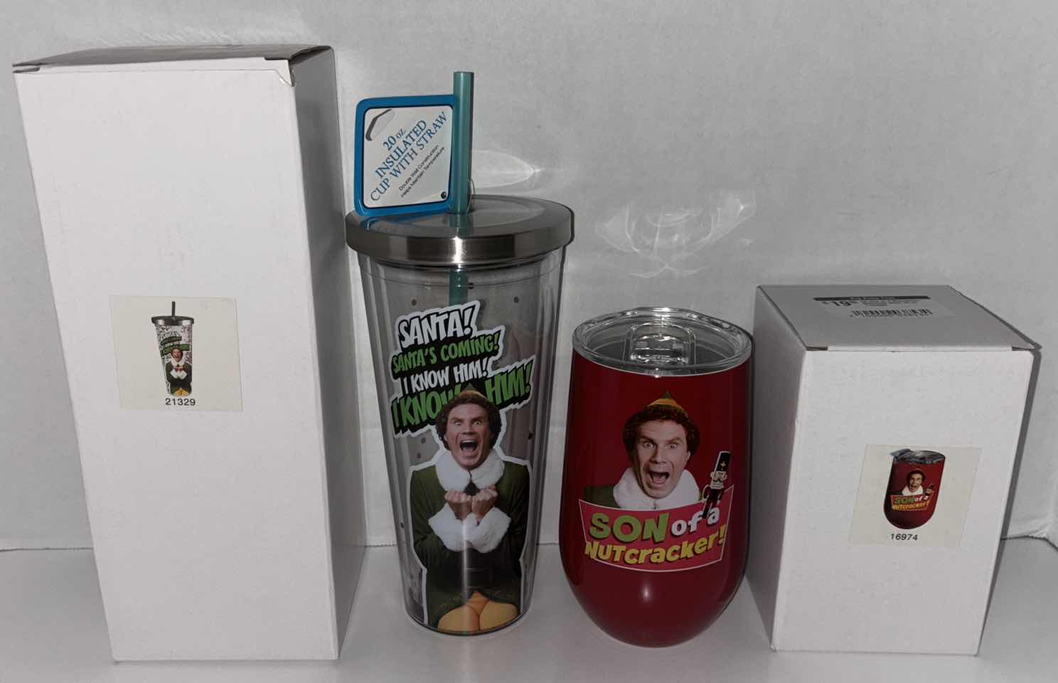 Photo 1 of NEW 2-PACK SPOONIQUES “ELF” THEMED 20 OZ INSULATED CUP & 14 OZ STAINLESS STEEL TUMBLER