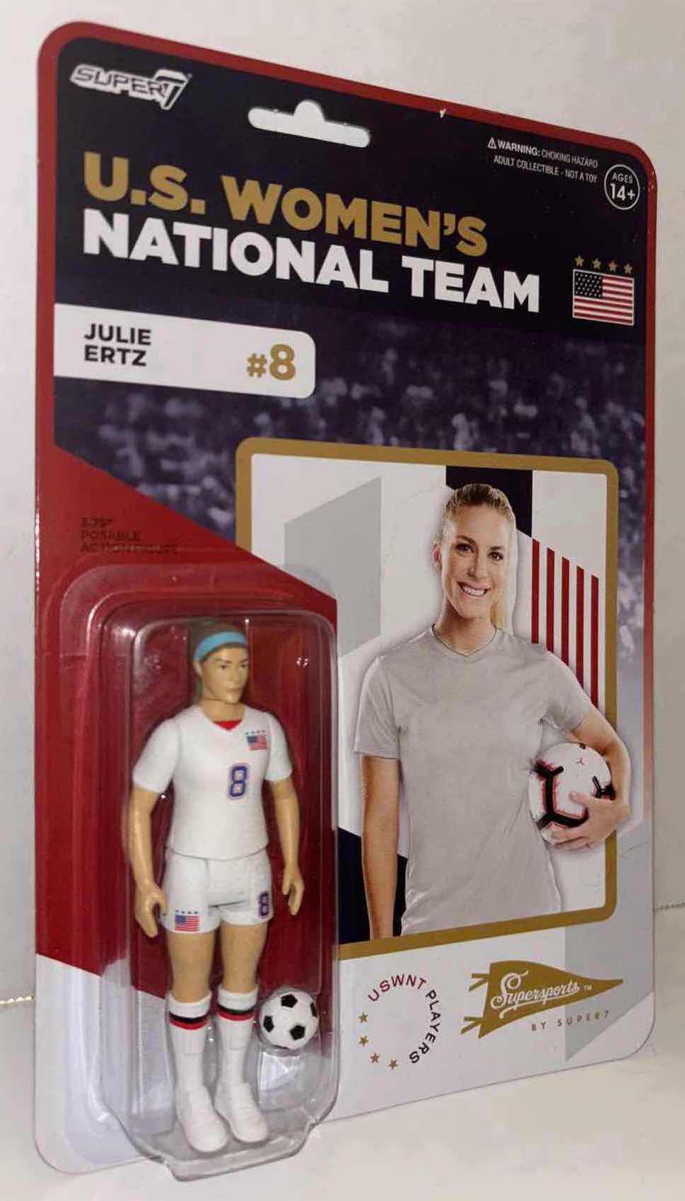 Photo 1 of NEW 2-PACK SUPER7 SUPERSPORTS U.S. WOMEN’S NATIONAL TEAM ACTION FIGURES, “#8 JULIE ERTZ” & “#19 CRYSTAL DUNN”