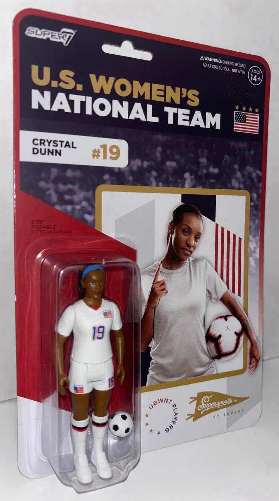 Photo 1 of NEW 2-PACK SUPER7 SUPERSPORTS U.S. WOMEN’S NATIONAL TEAM ACTION FIGURES, “#8 JULIE ERTZ” & “#19 CRYSTAL DUNN”