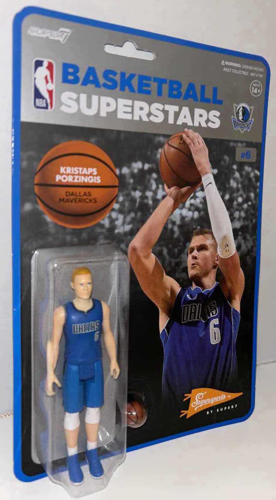 Photo 1 of NEW 3-PACK SUPER7 SUPERSPORTS BASKETBALL SUPERSTARS ACTION FIGURES, DALLAS MAVERICKS “#6 KRISTAPS PORZINGIS ”