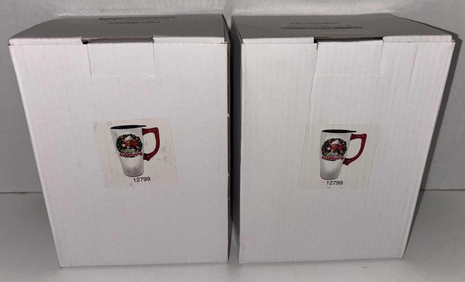 Photo 1 of NEW 2-PACK BUNDLE SPOONTIQUES NATIONAL LAMPOONS CHRISTMAS VACATION 18 OZ CERAMIC TRAVEL MUG W/HANDLE