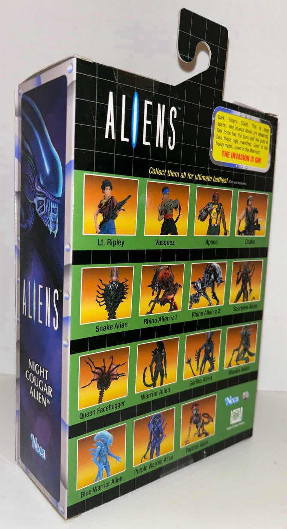 Photo 1 of NEW 2-PACK NECA ALIENS ACTION FIGURE & ACCESSORIES, "NIGHT COUGAR ALIEN W MAGNETIC KAMIKAZE PARASITE"