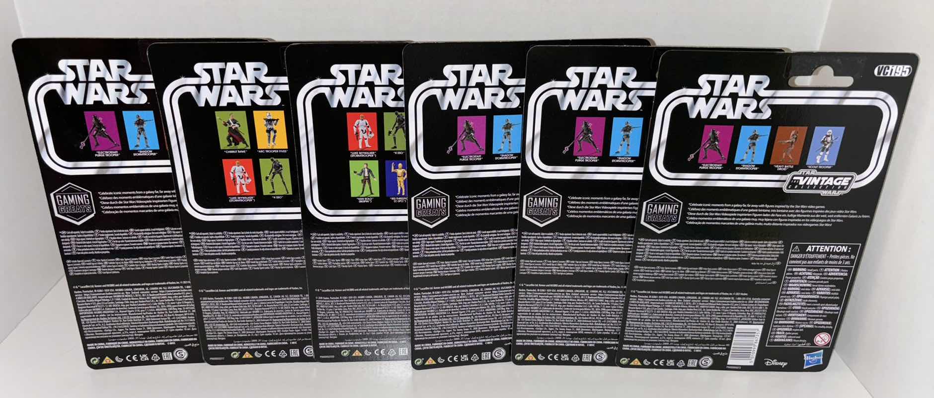Photo 1 of NEW ASSORTED 6-PACK HASBRO STAR WARS THE VINTAGE COLLECTION ACTION FIGURE & ACCESSORIES, “ELECTROSTAFF PURGE TROOPER, SCOUT TROOPER, HEAVY BATTLE DROID, POWER DROID, HONDO OHNAKA, SHADOW STORMTROOPER”